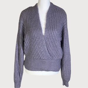 Forever 21 Lavender Purple V-Neck Mock Wrap Sweater Sz M